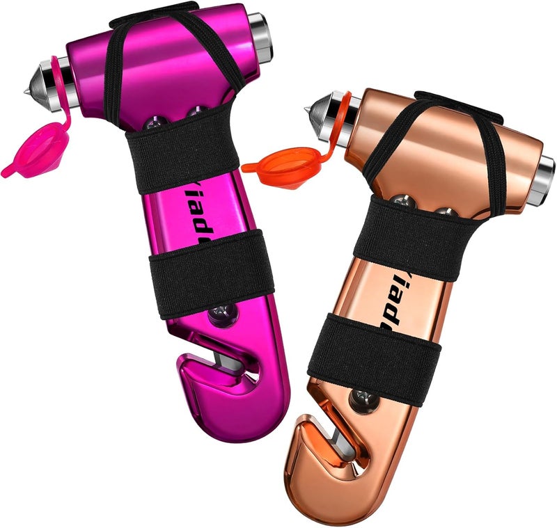 Yiader Store Window Breaker, 3-in-1 Emergency Escape Tool with seat Belt Cutter and Glass Breaker, Safety Emergency Car Escape Tool for Car, Electroplating Pink+Gold - Image 1